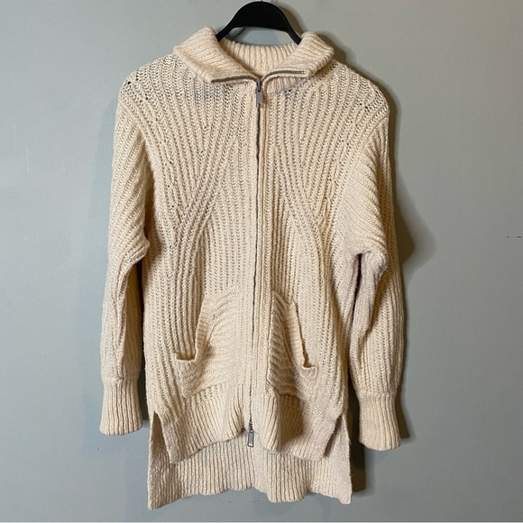 Anthropologie Pilcro Zip-Front Longline Wool Blend Cardigan - Picture 3 of 9